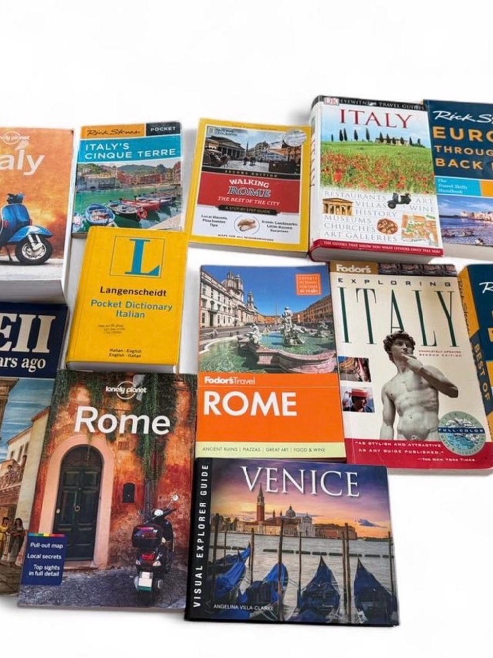 Lot of 12 Italy & Europe Travel Guides - Rick Steves, Lonely Planet, Fodor’s